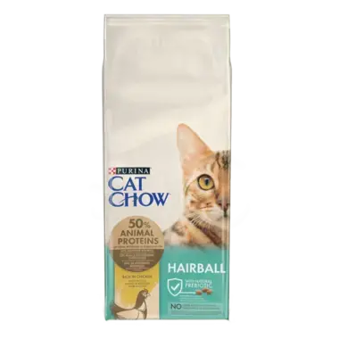CAT CHOW® Сухий повнораціонний корм для дорослих котів, проти утворення волосяних кульок у травному тракті, з куркою.