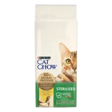 CAT CHOW® Сухий повнораціонний корм для дорослих стерилізованих кішок / кастрованих котів, з куркою.