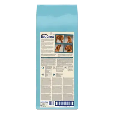 Dog Chow® сухий повнораціонний корм для цуценят віком до 1 року. Також підходить для вагітних та лактуючих собак, з ягням.
