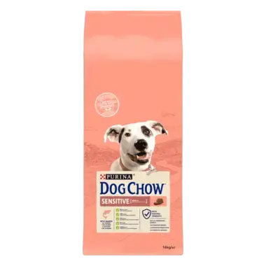 DOG CHOW® сухий повнораціонний корм для дорослих собак схильних до алергії, з лососем.
