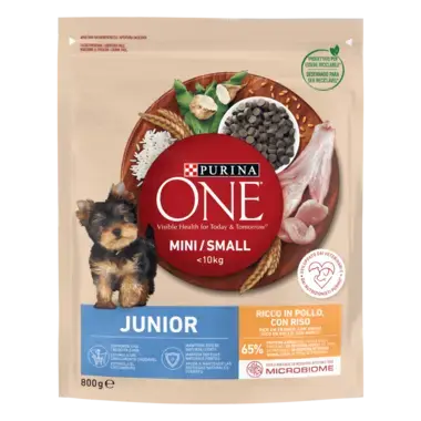 PURINA ONE® MINI/SMALL (МІНІ/СМОЛЛ) <10 кг/kg JUNIOR (ДЖУНІОР). З куркою та рисом. Сухий повнораціонний корм для цуценят мали