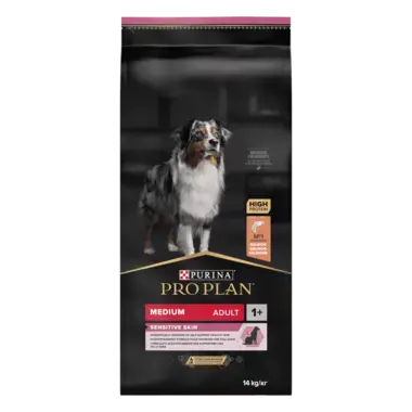 PRO PLAN®. Сухий повнораціонний корм для дорослих собак середніх порід із чутливою шкірою. З лососем.