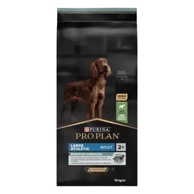 PRO PLAN®. Сухий повнораціонний корм для дорослих собак великих порід атлетичної статури з чутливим травленням. З ягням.