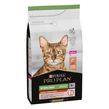 PRO PLAN®. Сухий повнораціонний корм для дорослих стерилізованих котів, з лососем.