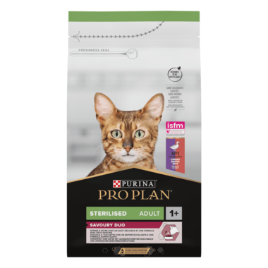 PRO PLAN®. Сухий повнораціонний корм для стерилізованих котів, з качкою та печінкою.