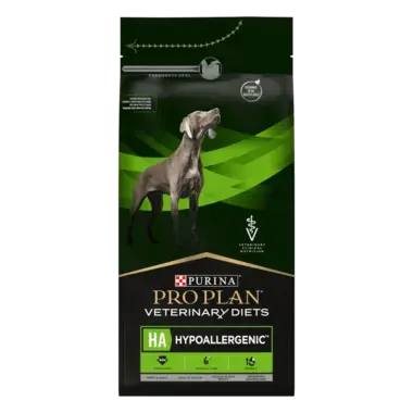 PRO PLAN® HA HYPOALLERGENIC. Ветеринарна дієта для собак для зниження ознак інгредієнтної непереносимості.