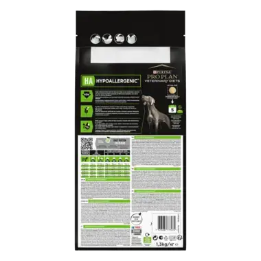 PRO PLAN® HA HYPOALLERGENIC. Ветеринарна дієта для собак для зниження ознак інгредієнтної непереносимості.