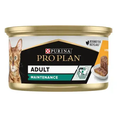 PRO PLAN®. Консервований порційний повнораціонний корм для дорослих котів, з куркою. Шматочки у паштеті.