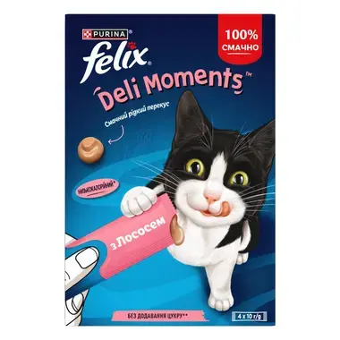FELIX® Смачні Моменти. Додатковий консервований корм для дорослих та літніх котів, з лососем