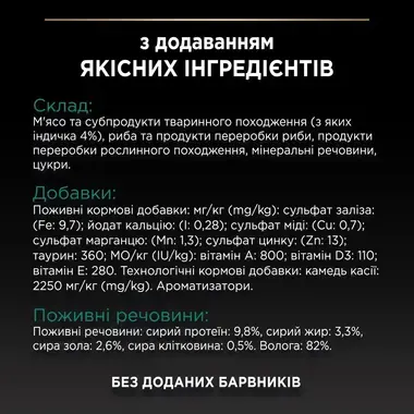 PRO PLAN®. Консервований порційний повнораціонний корм для дорослих стерилізованих котів, з індичкою. Шматочки в желе