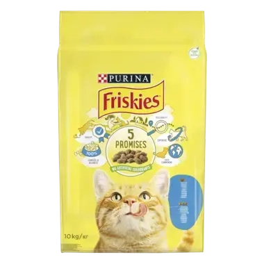 Friskies®. З лососем та овочами. Сухий повноцінний корм для дорослих котів.