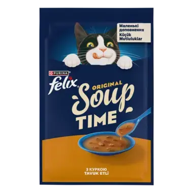 Felix® Суп Тайм. Додатковий консервований корм для дорослих котів. З куркою.