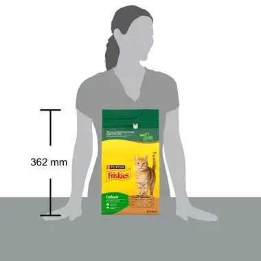 Friskies® Indoor (Індор). З куркою, індичкою та овочами. Сухий повнораціонний корм для дорослих котів, що живуть вдома.