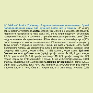Friskies® Junior - корм для цуценят з куркою та молоком