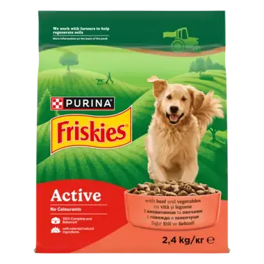 Friskies® Active (Активний). З яловичиною. Сухий повнораціонний корм для дорослих активних собак
