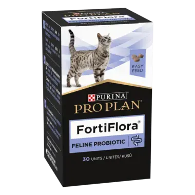 PURINA® PRO PLAN® FortiFlora®. Додатковий сухий корм, що допомагає у підтримці балансу мікрофлори кишківника у дорослих кішок