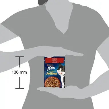 FELIX® SENSATIONS® JELLIES (Желе). З яловичиною в желе з томатами. Шматочки у желе.  Розмір паучу