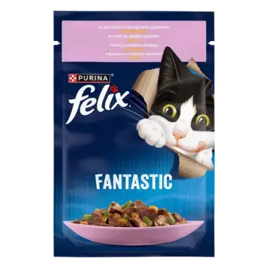 FELIX® FANTASTIC. З фореллю та зеленими бобами. Шматочки у желе. Пауч