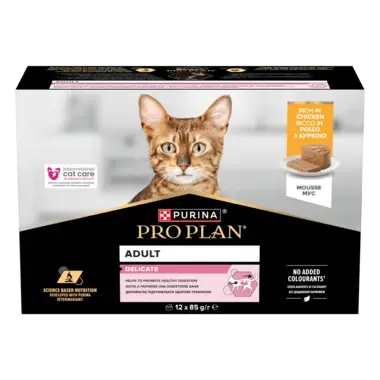 PURINA® PRO PLAN® DELICATE (ДЕЛІКEТ) з куркою, мус в банці. Мультипак 