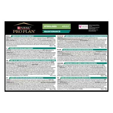 PURINA® PRO PLAN®. Консервований повнораціонний корм для дорослих стерилізованих котів, мус з куркою. зворот