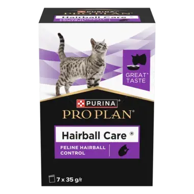 Упаковка PURINA® PRO PLAN® Hairball Care (Хеірбол Кер). Консервований додатковий корм для дорослих котів