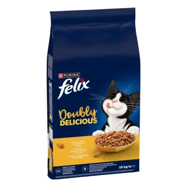 Felix® Doubly Delicious (Даблі Делішес). З куркою, індичкою та буряком. Сухий повнораціонний корм для дорослих котів