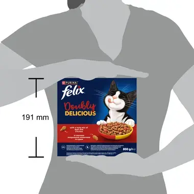 Felix® Doubly Delicious (Даблі Делішес). З яловичиною, куркою та буряком. Сухий повнораціонний корм для дорослих котів 800 г