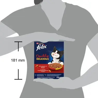 Розмір Felix® Doubly Delicious (Даблі Делішес). З яловичиною, куркою та буряком. Сухий повнораціонний корм для дорослих котів