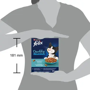 Felix® Doubly Delicious (Даблі Делішес). З лососем, океанічною рибою та буряком. Сухий корм для дорослих котів 270 гр розмір