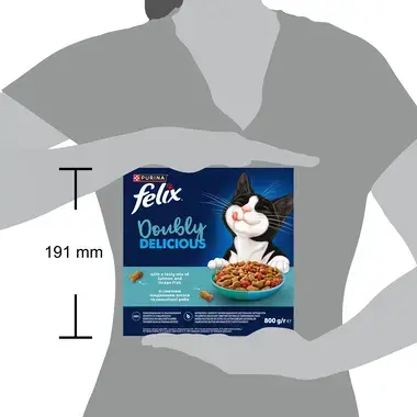 Felix® Doubly Delicious (Даблі Делішес). З лососем, океанічною рибою та буряком. Сухий корм для дорослих котів 800 гр розмір