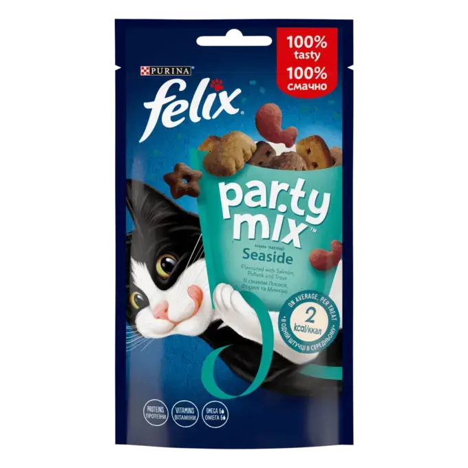 FELIX® PARTY MIX® з лососем, фореллю та минтаєм | Purina UA