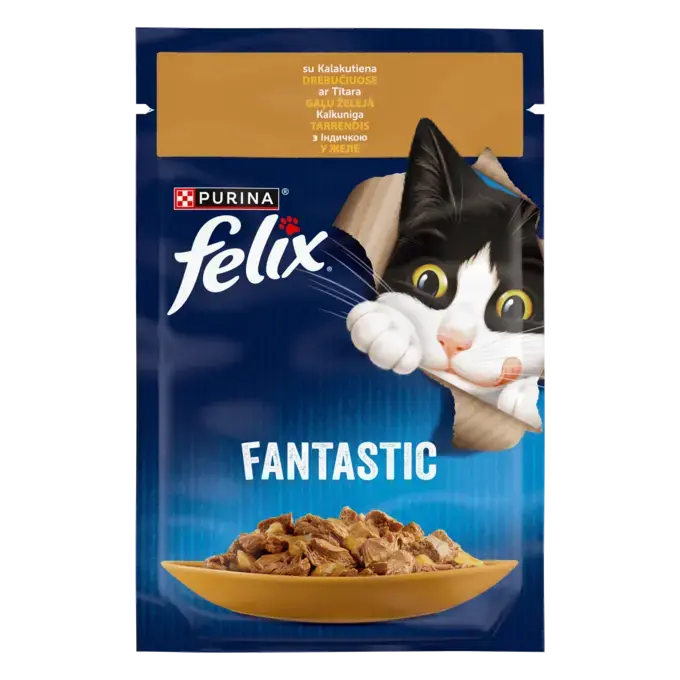 FELIX® FANTASTIC з індичкою. Шматочки у желе | Purina UA