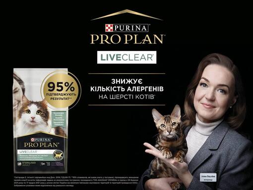 PRO PLAN LiveClear та жінка з котом